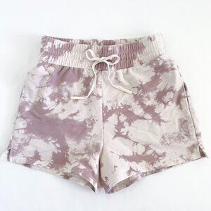 Varley Glade Tie Dye High Rise Sweat Shorts Small Taupe Purple